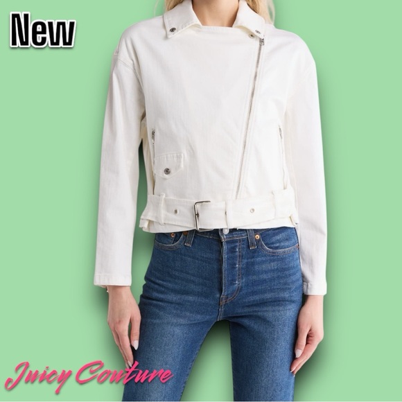 Juicy Couture Jackets & Blazers - New Juicy Couture Denim Moto Jacket White
